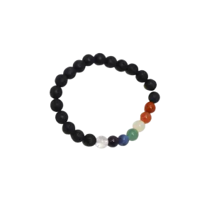 Real Gemstone Lava Stone Chakra Bracelet - Wrist Mala - 8mm