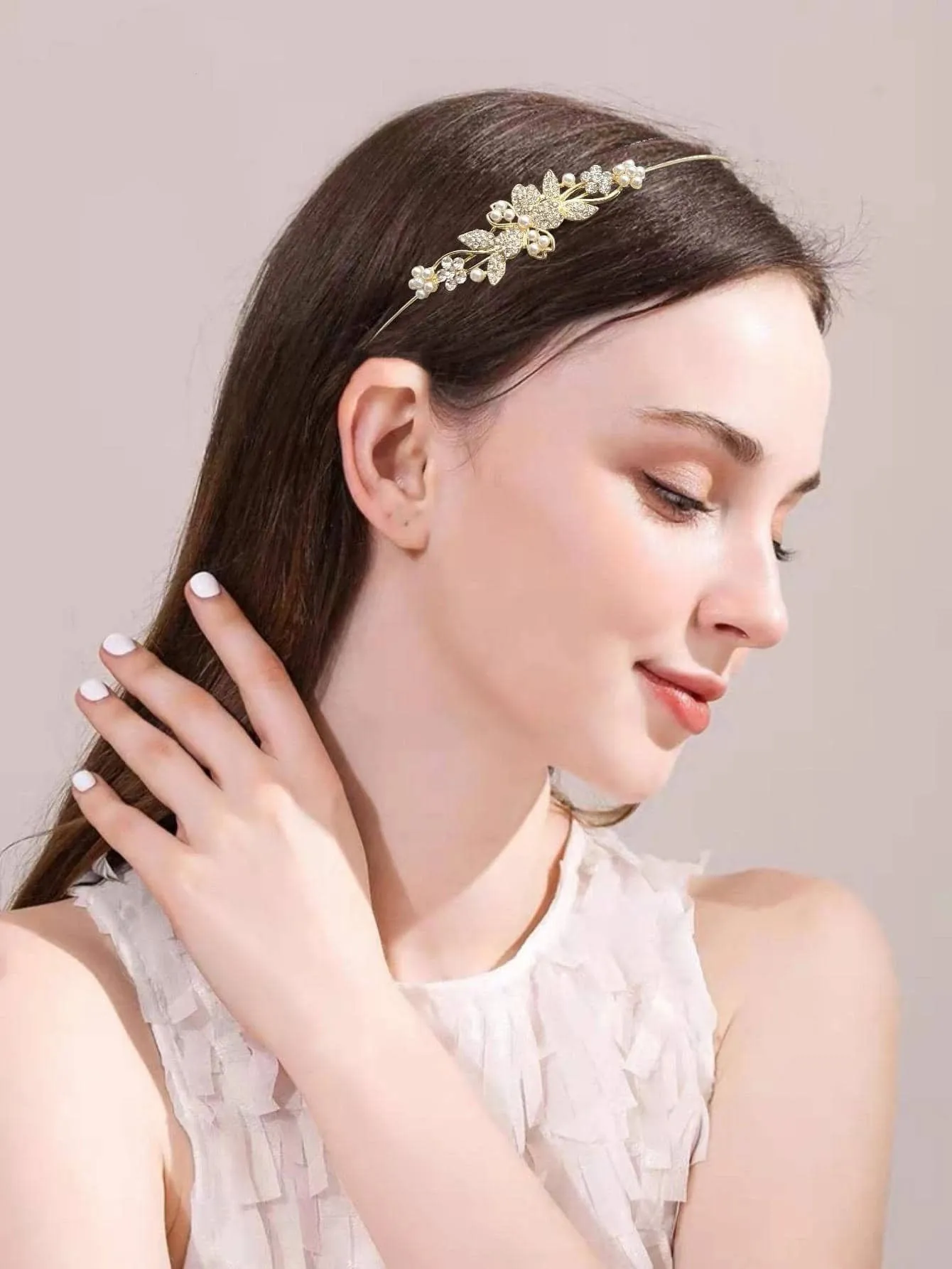 Reriti Flower & Pearl Glamorous Headband - Gold
