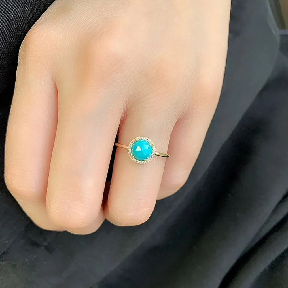 Rosie 6.0mm Turquoise and Diamond Ring
