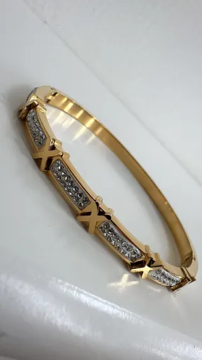 Rosy - Gold Diamanté Bangle
