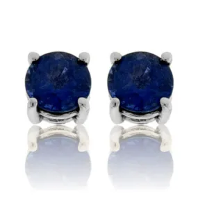 Round 5mm Blue Sapphire Stud Earrings