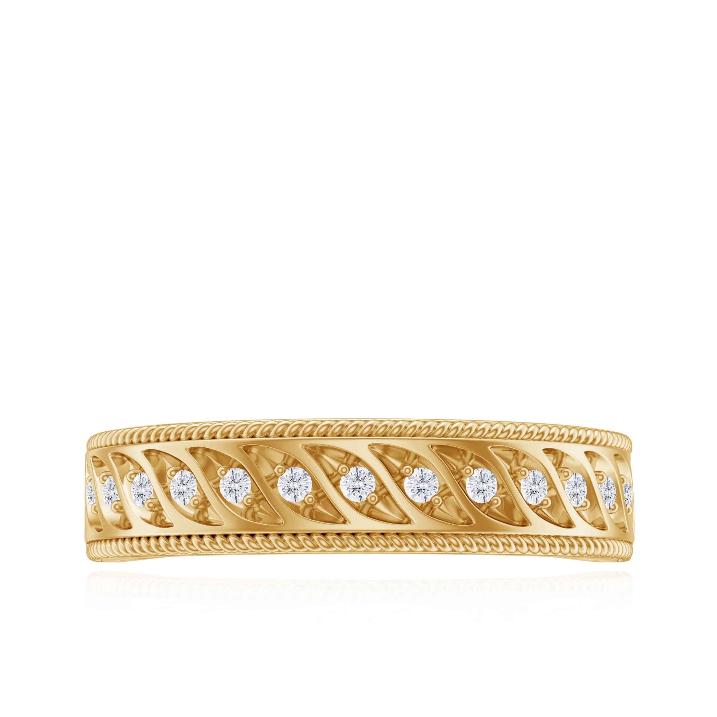 Round Diamond Designer Wedding Band Ring with Twisted Rope