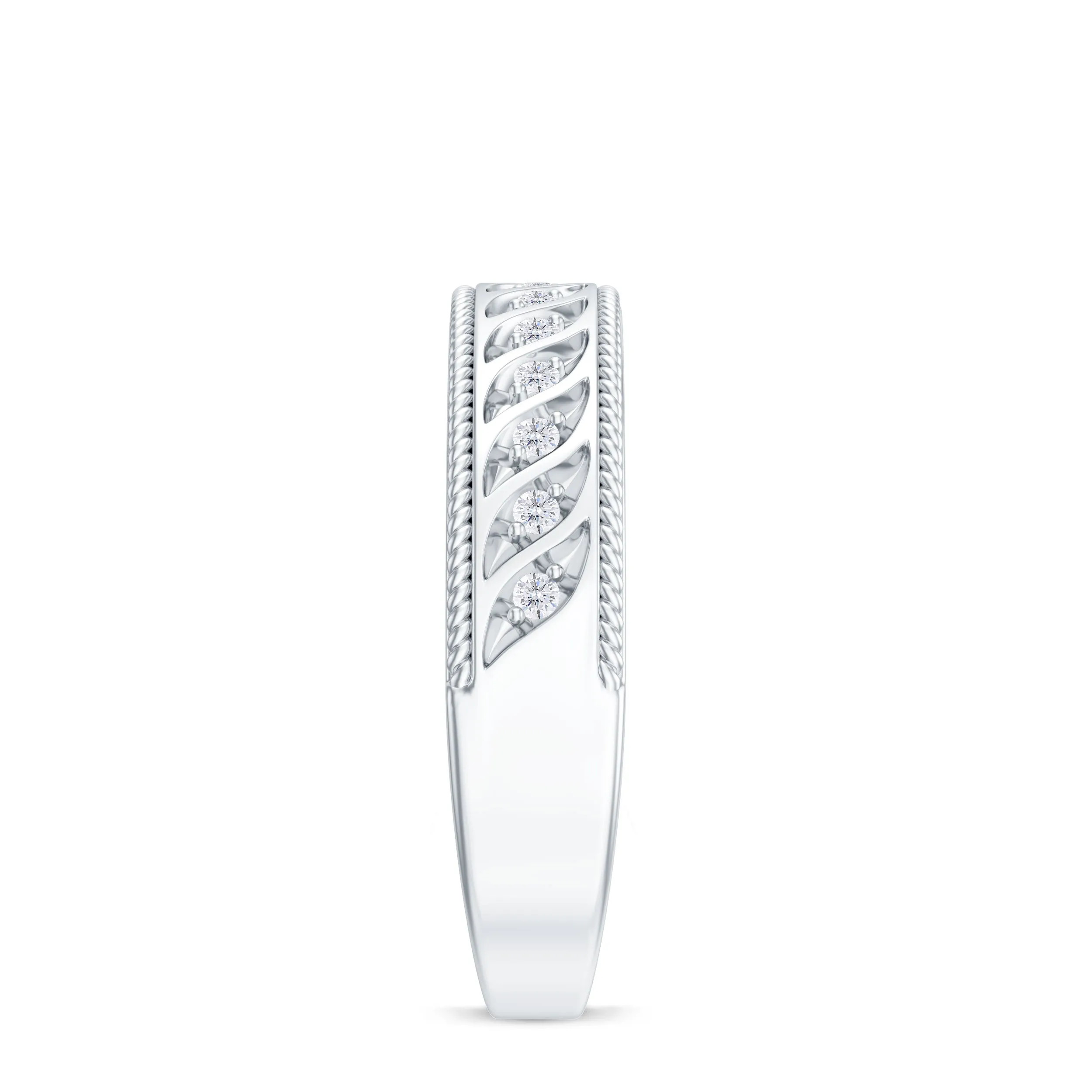 Round Diamond Designer Wedding Band Ring with Twisted Rope