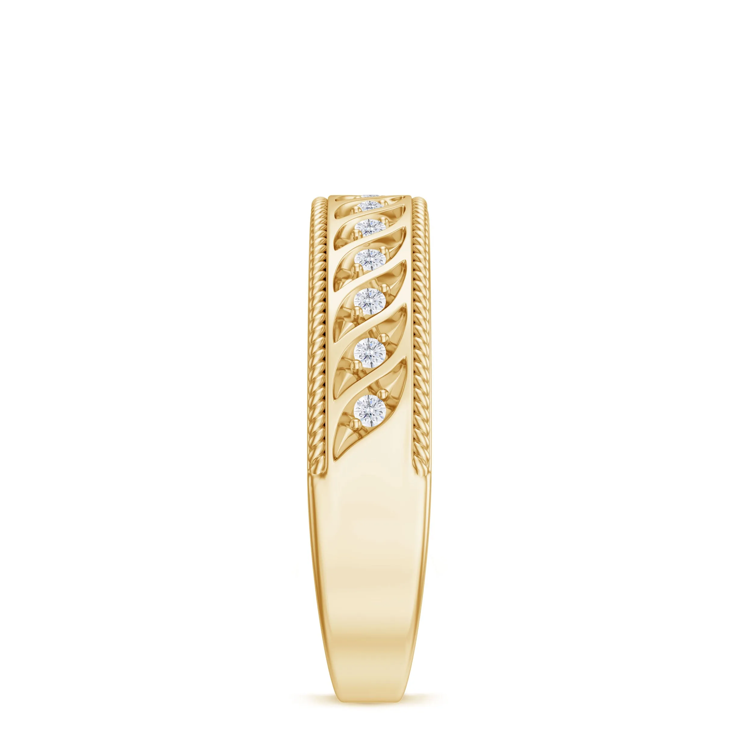 Round Diamond Designer Wedding Band Ring with Twisted Rope