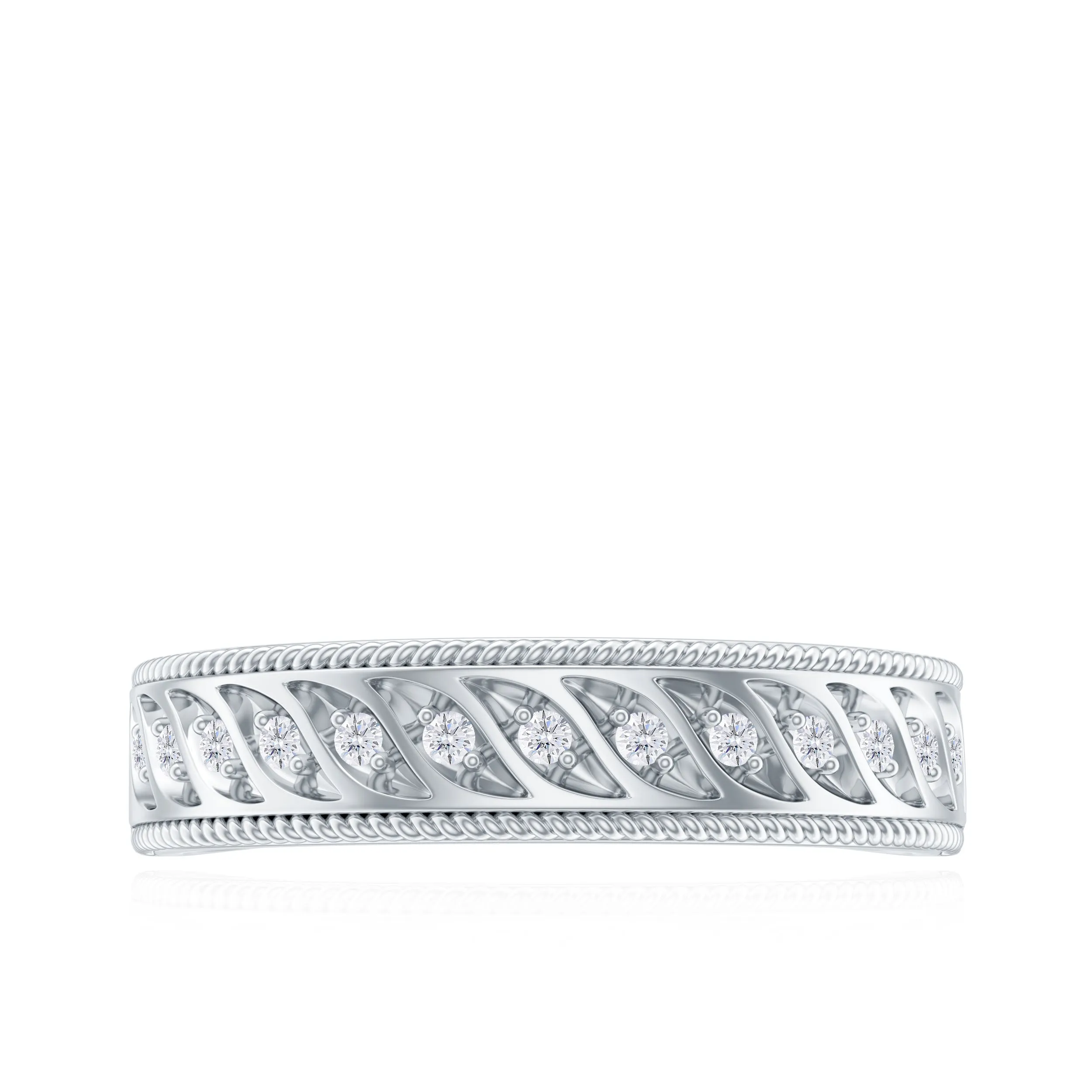 Round Diamond Designer Wedding Band Ring with Twisted Rope