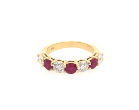 Ruby & Diamond Wedding Band Ring