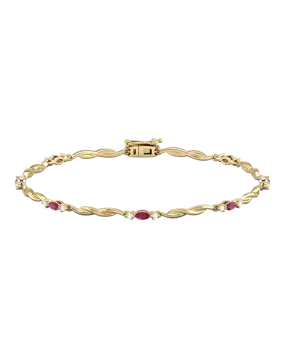 Ruby Bracelet - 10ct Yellow Gold Ruby & Diamond Bracelet - 788233