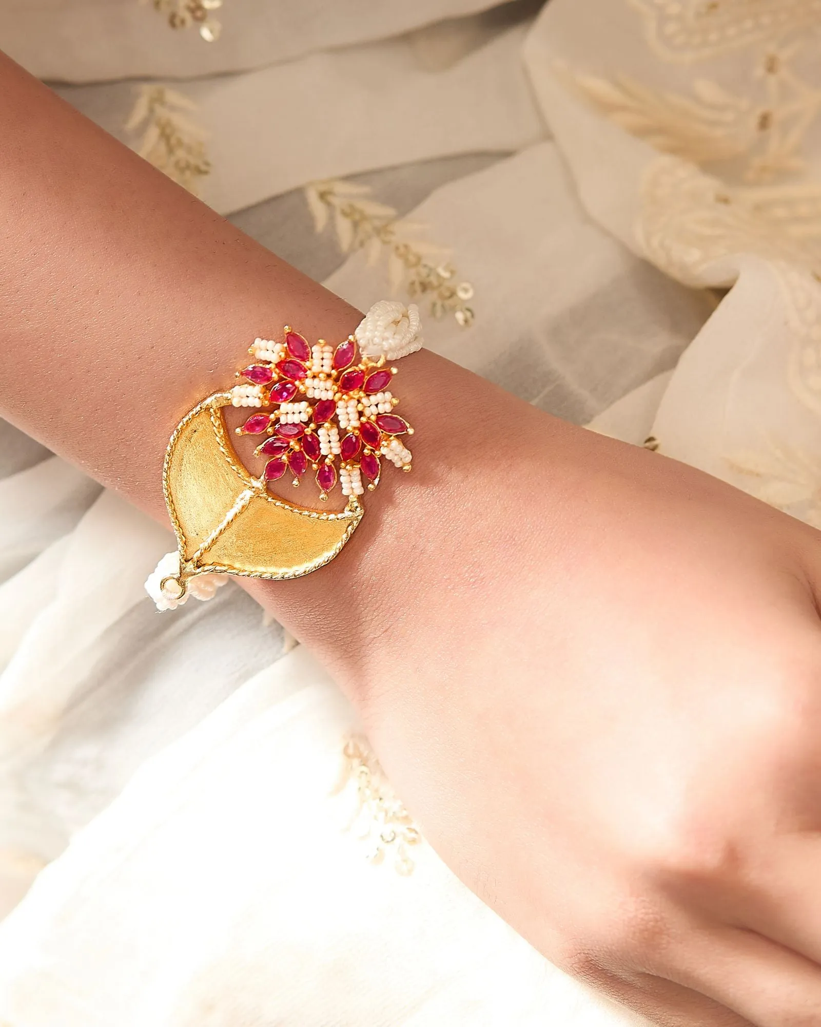 Ruby Leaf Bracelet