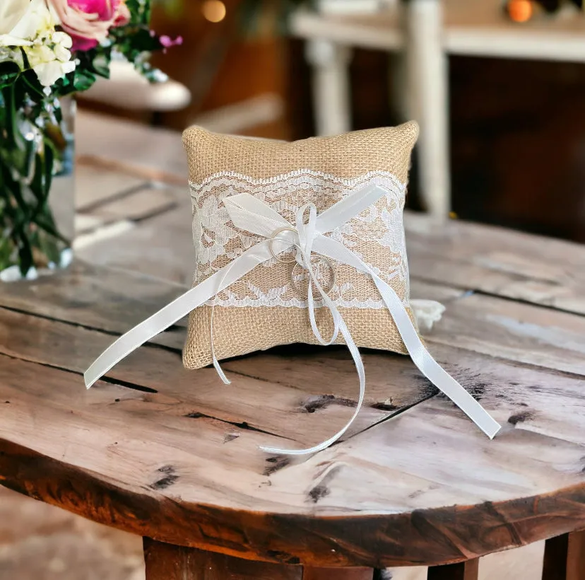 Rustic Ribbon Ring Bearer Pillow