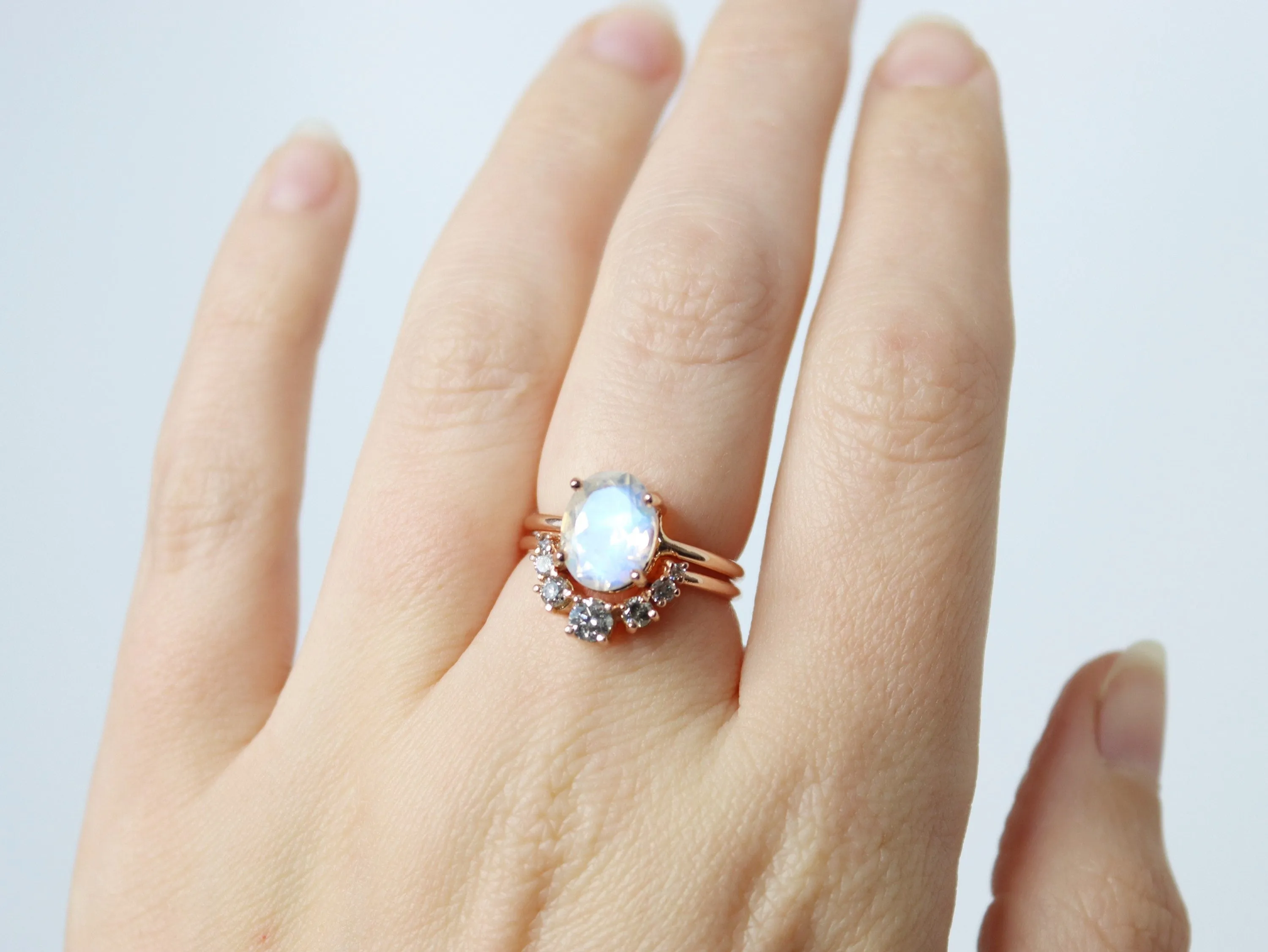 Salt and Pepper Diamond Aura Crown Ring