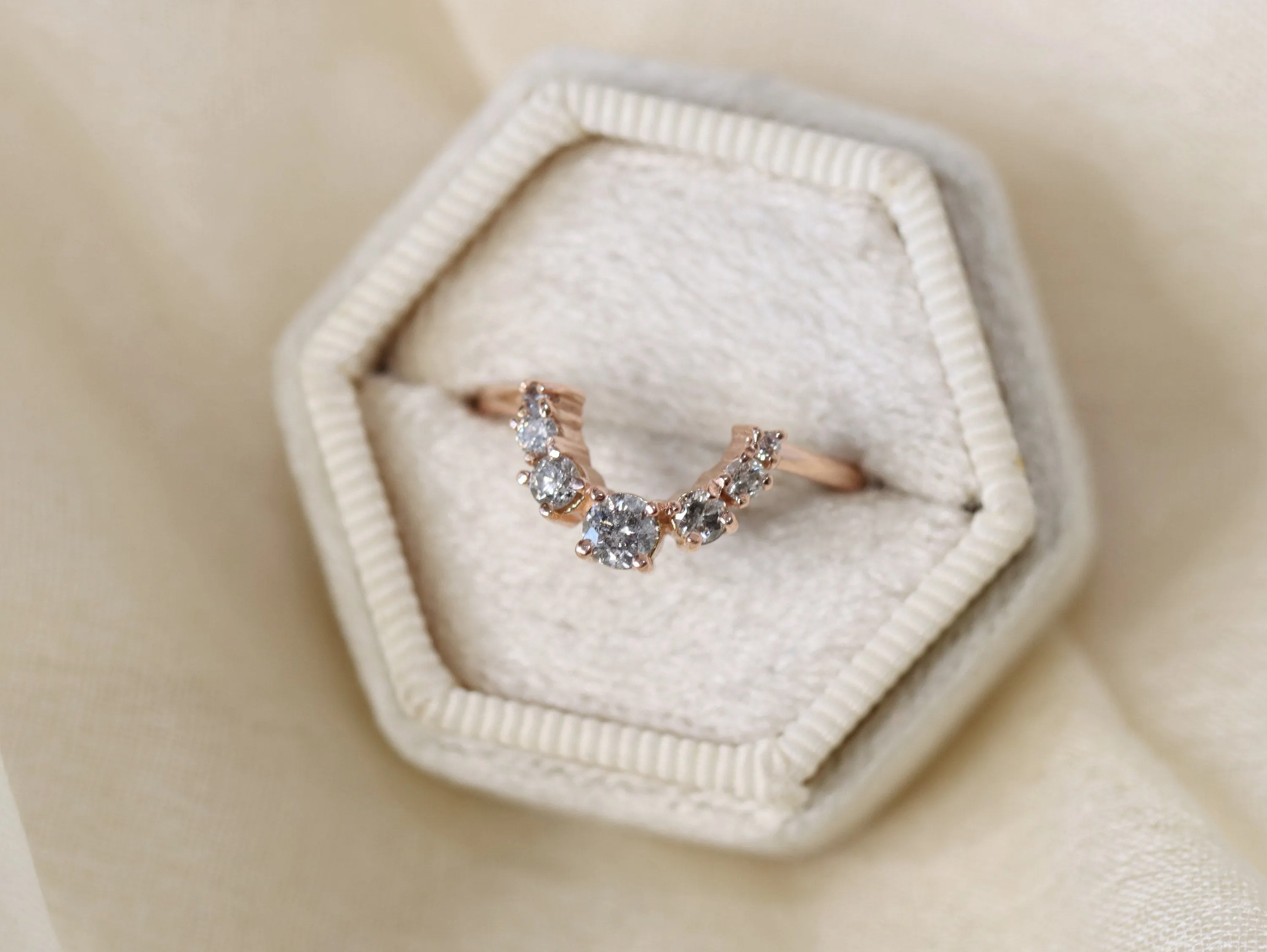 Salt and Pepper Diamond Aura Crown Ring
