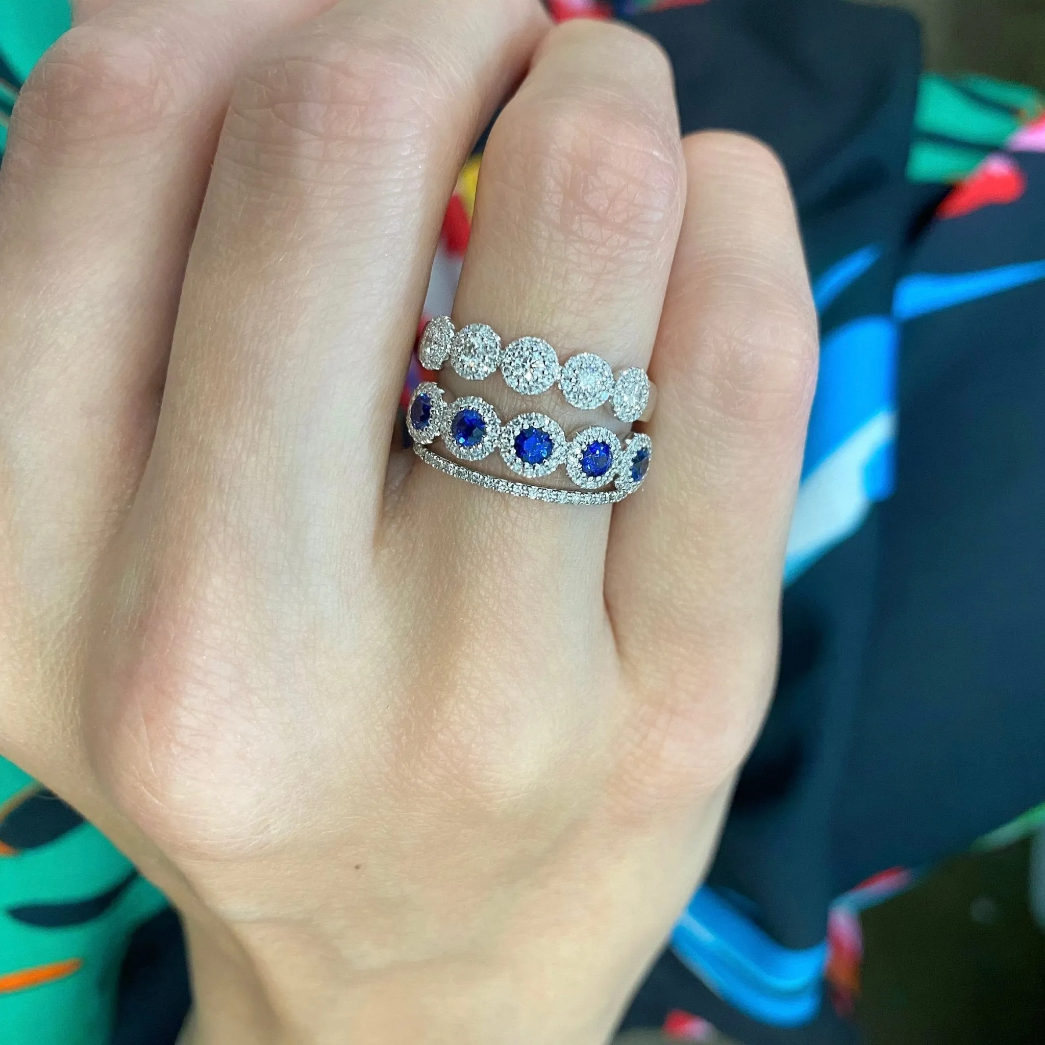 Sapphire & Diamond Halo Band