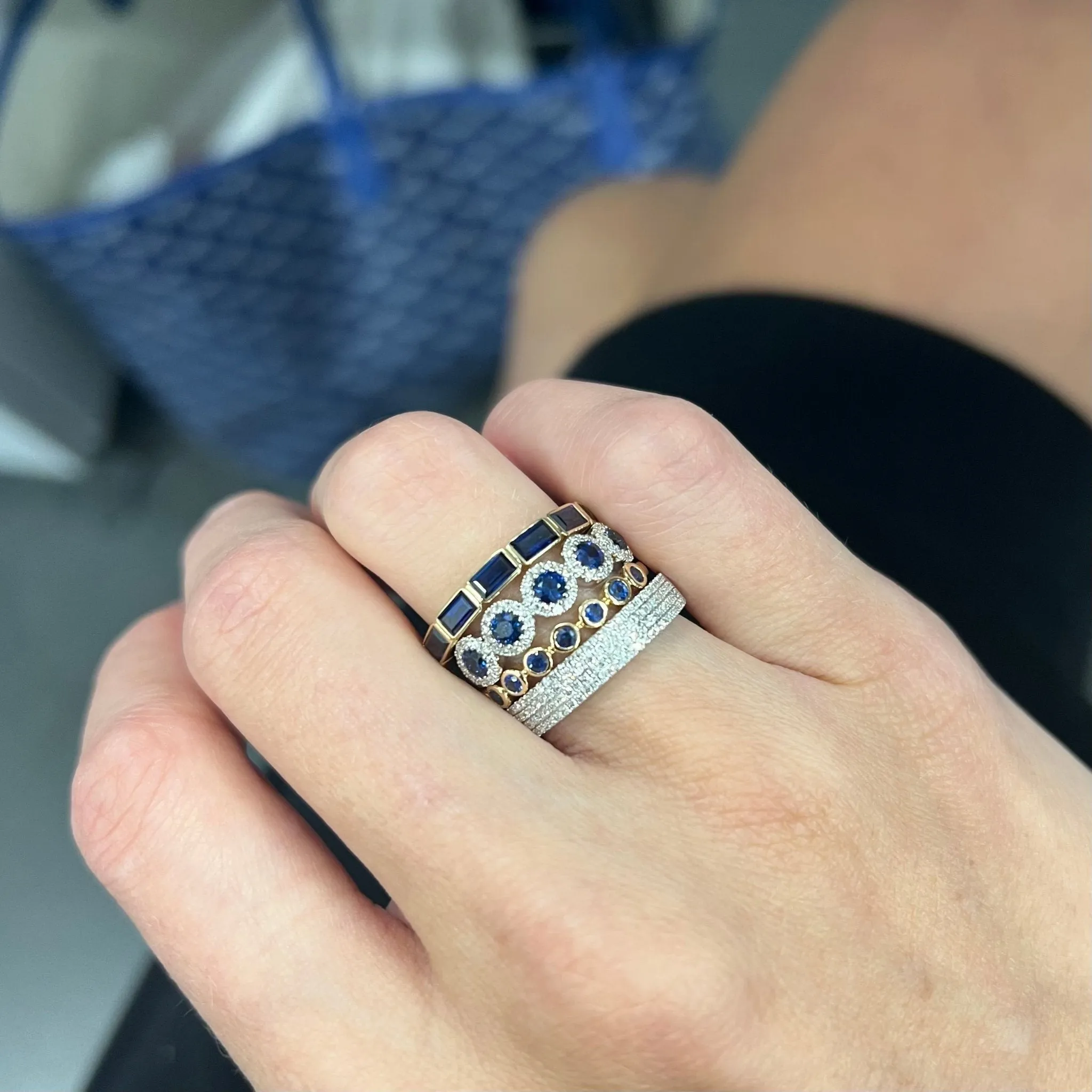 Sapphire & Diamond Halo Band
