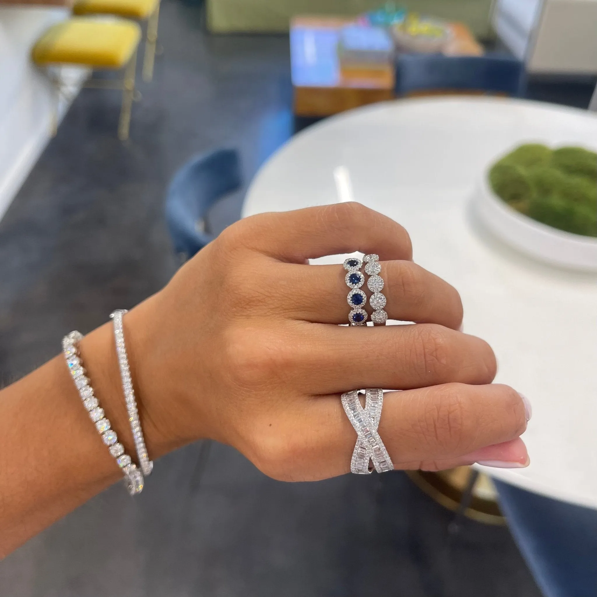 Sapphire & Diamond Halo Band