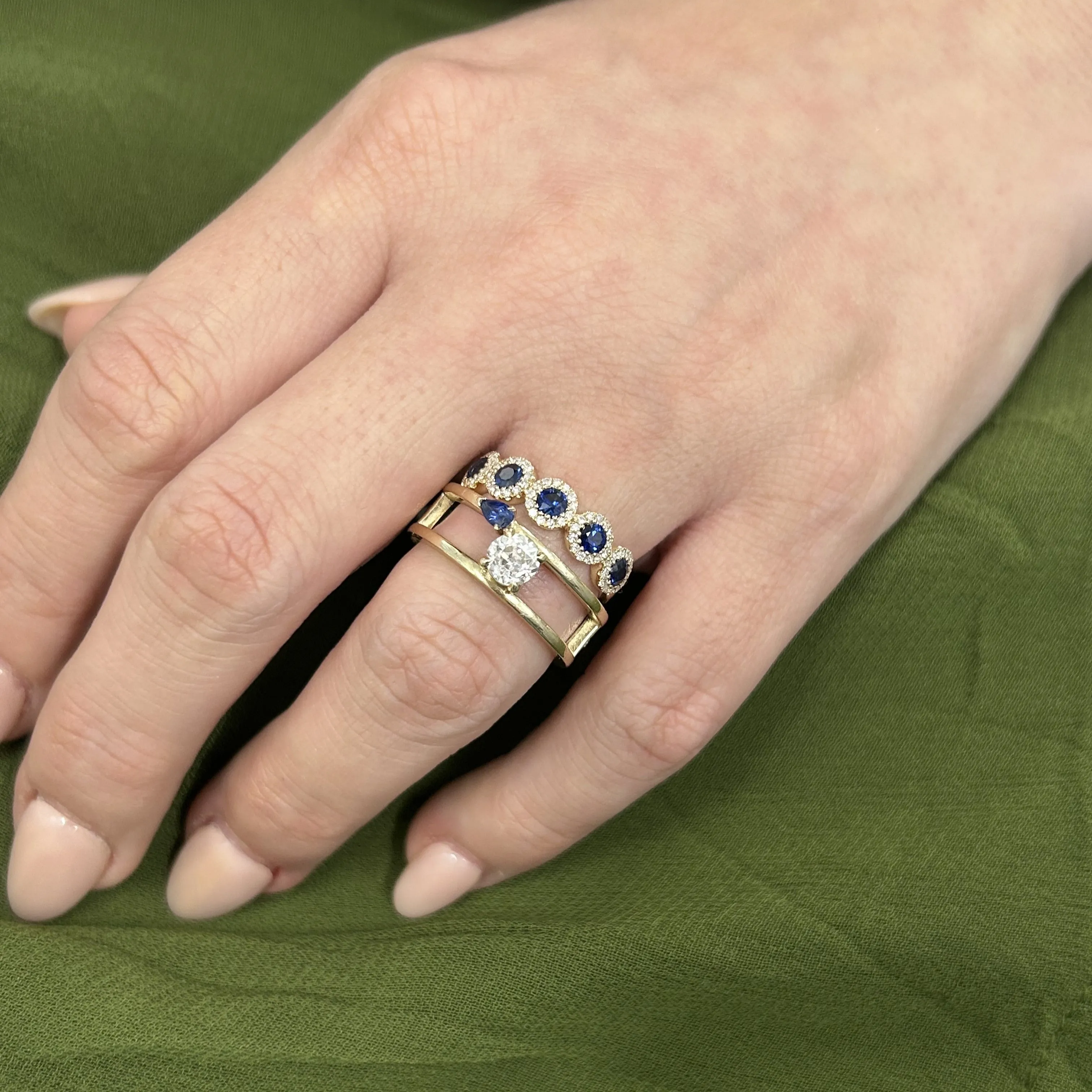 Sapphire & Diamond Halo Band