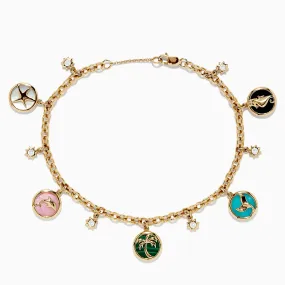 Seaside 14K Yellow Gold Mixed Gemstone Charm Bracelet