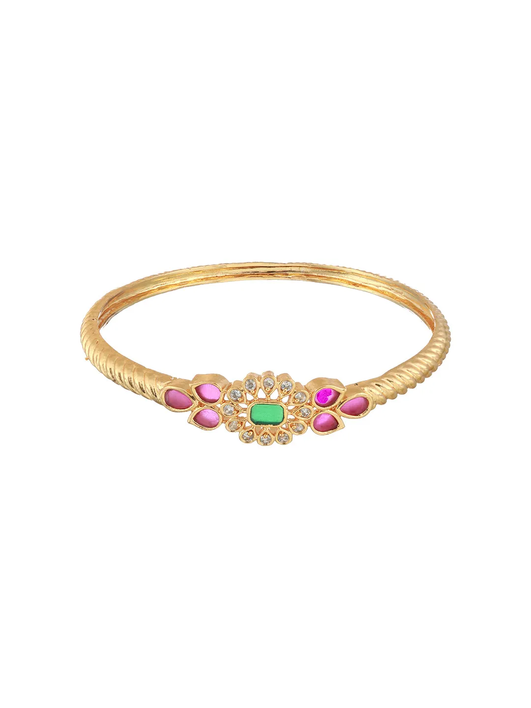 Set Of 2 24Ct Gold-Plated Stone-Studded Bangles