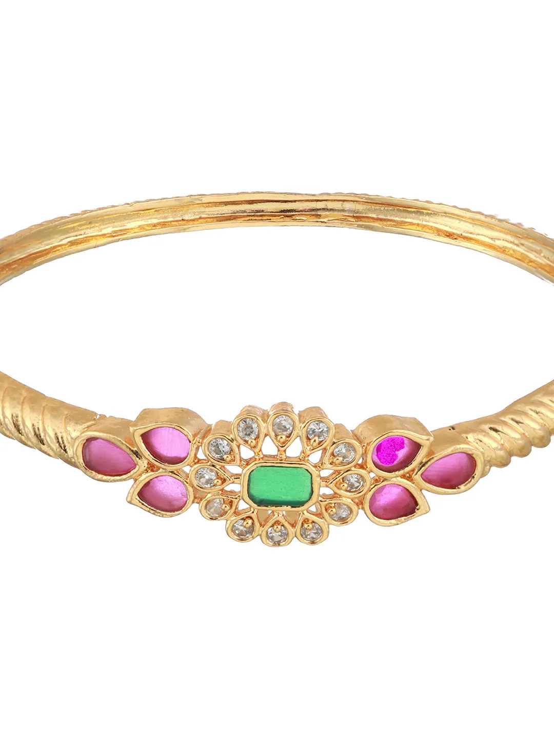 Set Of 2 24Ct Gold-Plated Stone-Studded Bangles
