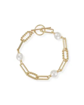 She's Spicy Pearl Chain Link Bracelet in Gold