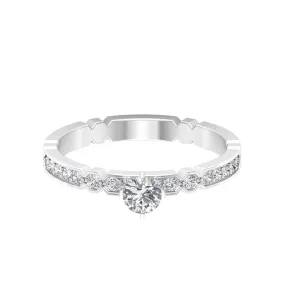 Shimmery Diamond Solitaire Engagement Ring with Side Stone
