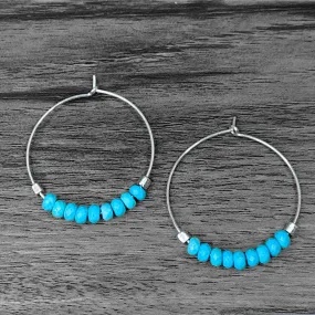 Shun Howlite Beaded Hoop Earrings