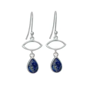 Silver Drop Earrings with Lapis Lazuli Gemstone