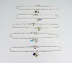 Silver Heart Stamp Gemstone Bracelet