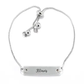 Silver Illinois Adjustable Bar Bracelet