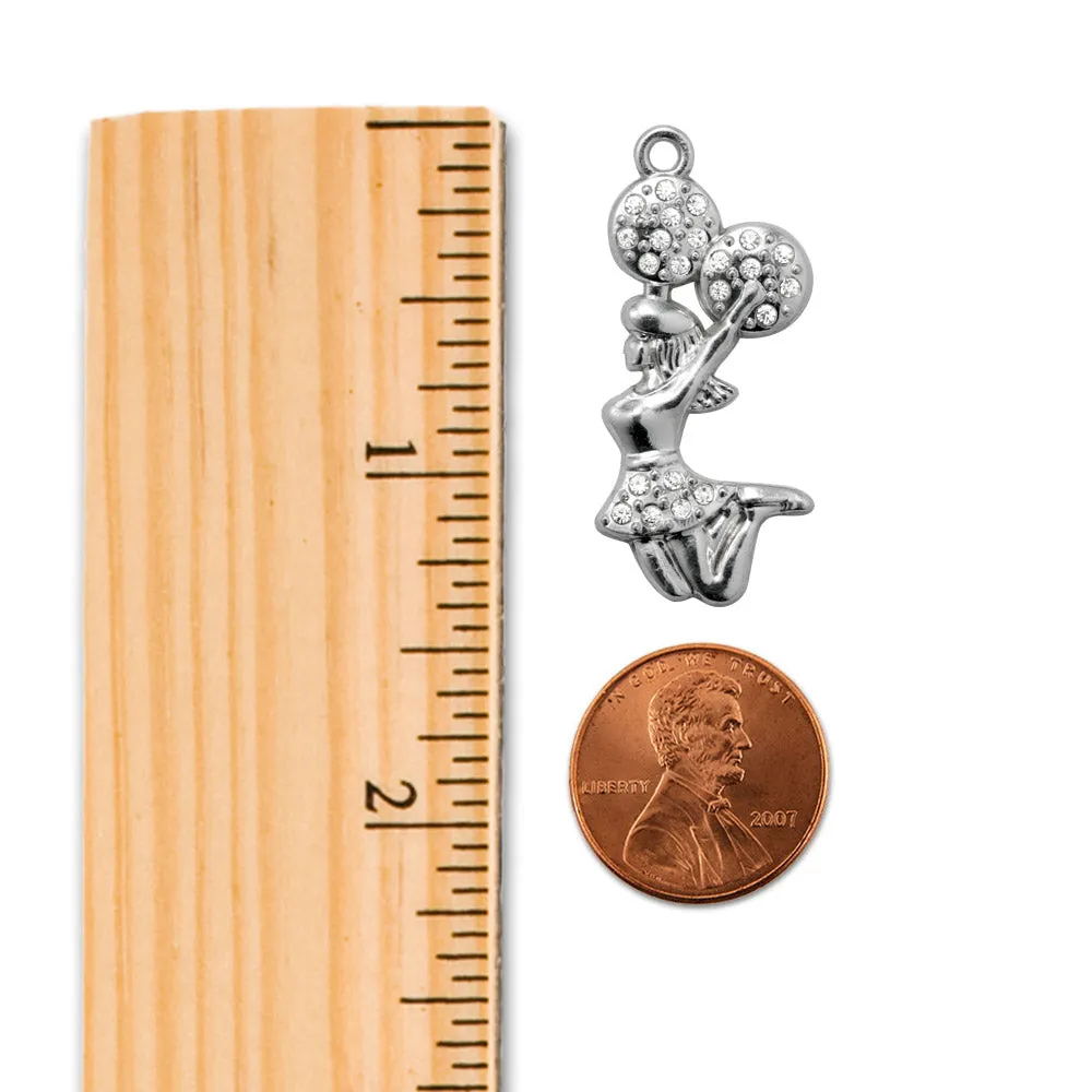 Silver Love Cheerleader Charm Toggle Bracelet