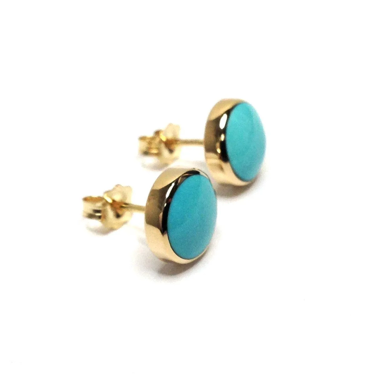 Sleeping Beauty Turquoise Inlaid Round Earrings