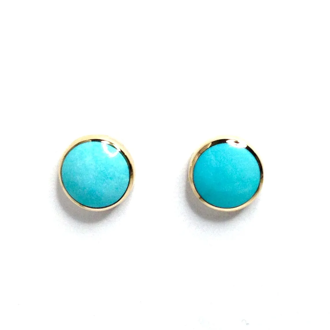Sleeping Beauty Turquoise Inlaid Round Earrings