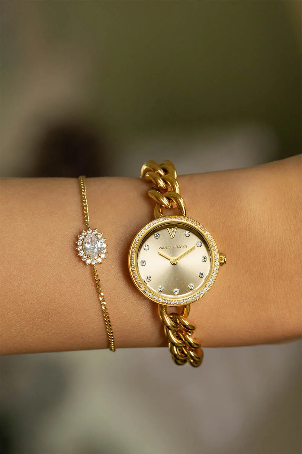 Sparkle Oval Bracelet 14K Gold Plated