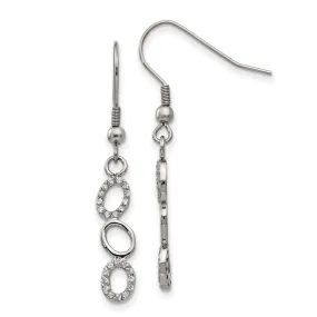 Stainless Steel CZ Shepherd Hook Earrings