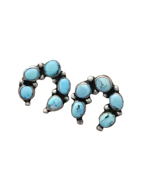 Stamped Sterling Silver Golden Hills Turquoise 5 Stone Naja Earrings