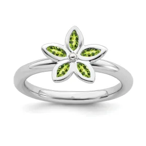 Sterling Silver Peridot Flower Ring