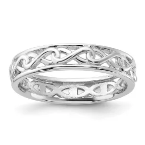 Sterling Silver Stackable Expressions Carved Infinity Band Ring