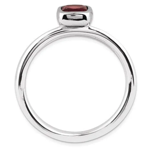 Sterling Silver Stackable Expressions Cushion Cut Garnet Ring