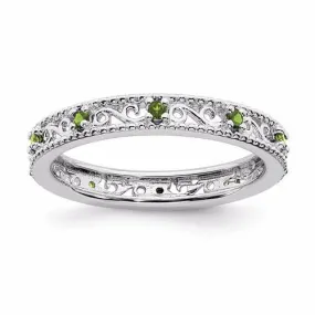Sterling Silver Stackable Expressions Peridot Filigree Ring