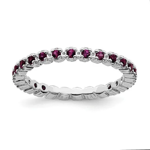 Sterling Silver Stackable Expressions Rhodolite Garnet Eternity Ring