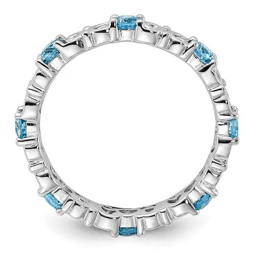 Sterling Silver Stackable Expressions Sky Blue Topaz Filigree Ring