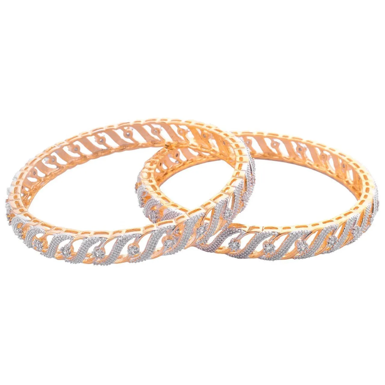 Stylish Zarkain Work Golden Plated Bangle Set For Women And Girls