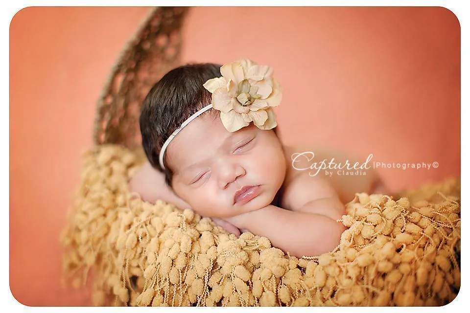 Sunset Orange Vintage Flower Headband
