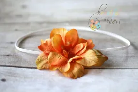Sunset Orange Vintage Flower Headband