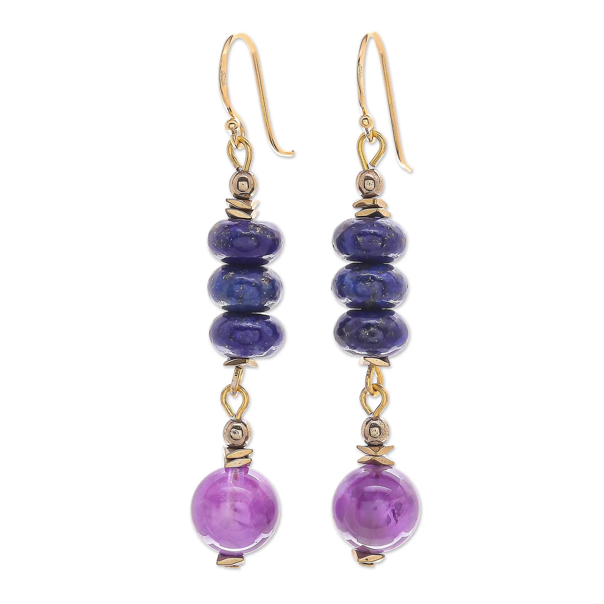 Sweet Tarts Gold-Plated Multi-Gemstone Dangle Earrings from Thailand