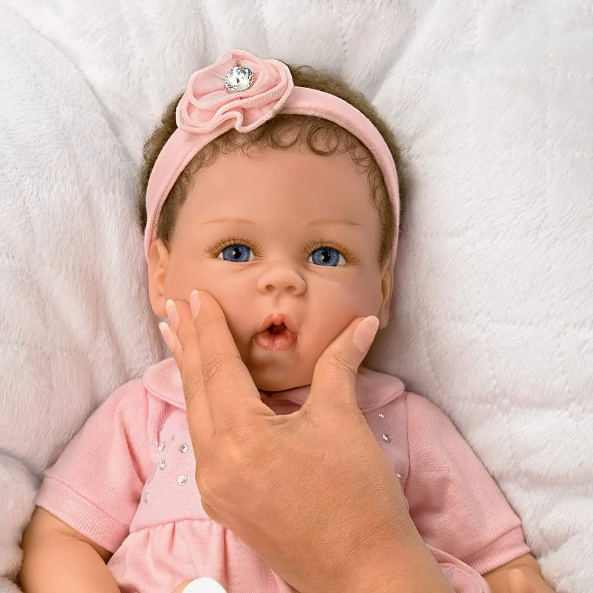 The Ashton-Drake Galleries Cooing Chloe Interactive Lifelike TrueTouch® Authentic Silicone Baby Girl Doll That Coos and Breathes  Weighted Fully Poseable by  Master Doll Artist Linda Murray 18"-Inches