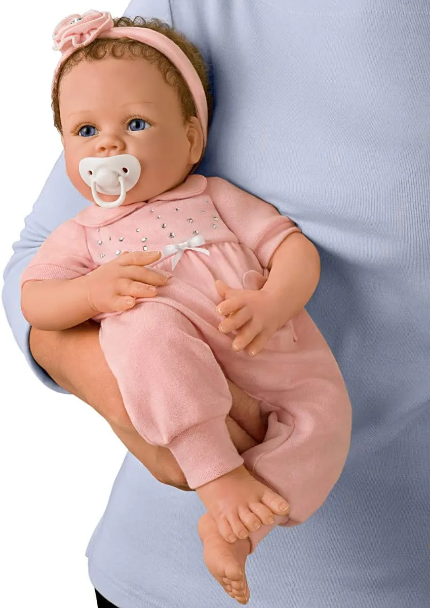 The Ashton-Drake Galleries Cooing Chloe Interactive Lifelike TrueTouch® Authentic Silicone Baby Girl Doll That Coos and Breathes  Weighted Fully Poseable by  Master Doll Artist Linda Murray 18"-Inches