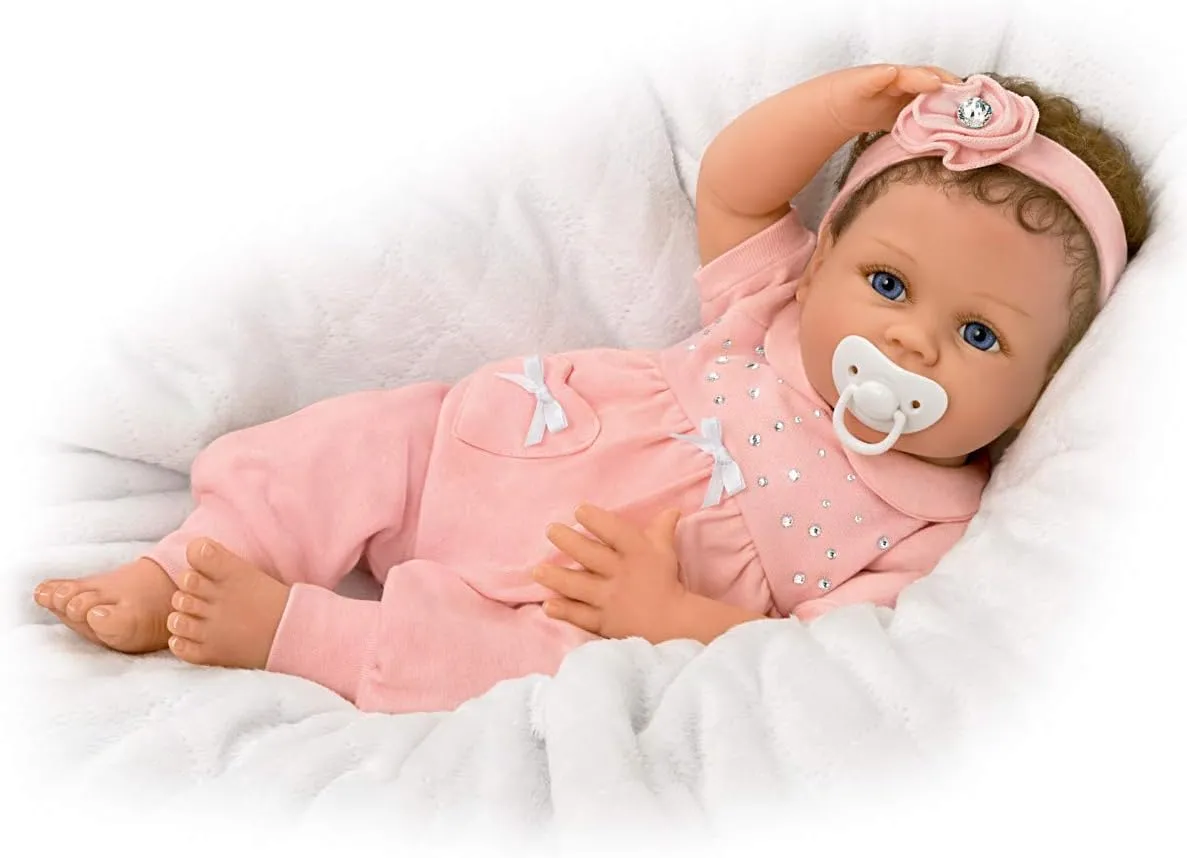 The Ashton-Drake Galleries Cooing Chloe Interactive Lifelike TrueTouch® Authentic Silicone Baby Girl Doll That Coos and Breathes  Weighted Fully Poseable by  Master Doll Artist Linda Murray 18"-Inches