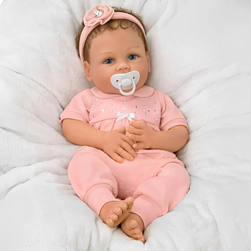 The Ashton-Drake Galleries Cooing Chloe Interactive Lifelike TrueTouch® Authentic Silicone Baby Girl Doll That Coos and Breathes  Weighted Fully Poseable by  Master Doll Artist Linda Murray 18"-Inches