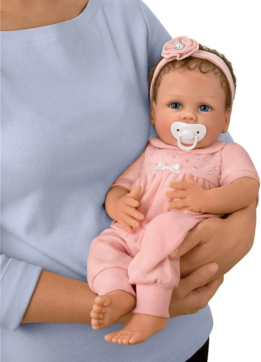 The Ashton-Drake Galleries Cooing Chloe Interactive Lifelike TrueTouch® Authentic Silicone Baby Girl Doll That Coos and Breathes  Weighted Fully Poseable by  Master Doll Artist Linda Murray 18"-Inches