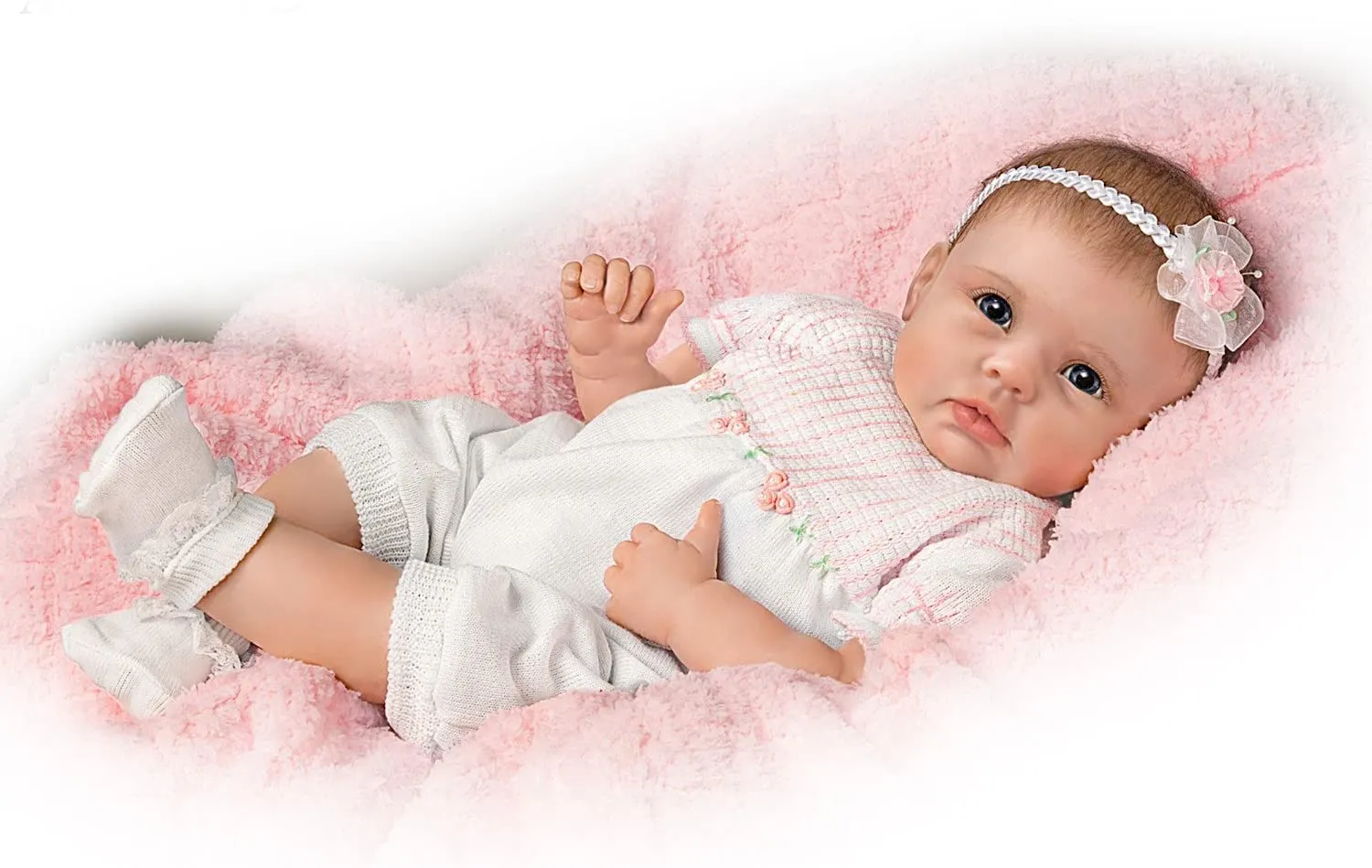 The Ashton - Drake Galleries Olivia's Gentle Touch Lifelike So Truly Real® Interactive Baby Girl Doll Curls Her Hand With Touch Weighted Fully Poseable by Master Doll Artist Linda Murray 22"-Inches